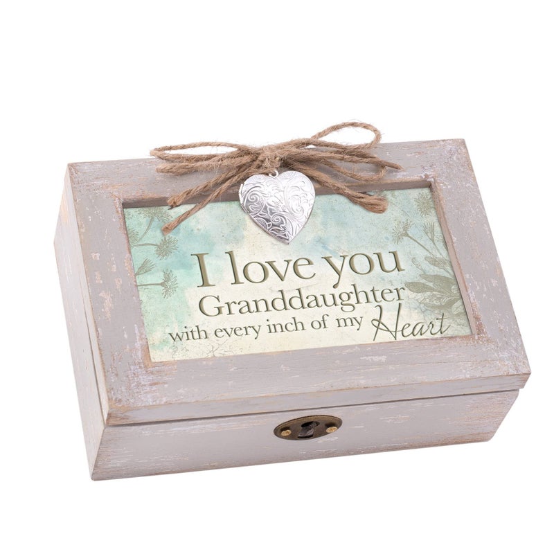 Cottage Garden Love You Granddaughter My Heart Petite Locket Distressed Natural Jewelry Music Box Plays Tune You are My Sunshine - Image 1